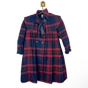 ❣️ROTHSCHILD COAT VINTAGE GIRLS 6X PLAID WOOL NAVY RED BURGUNDY❣️